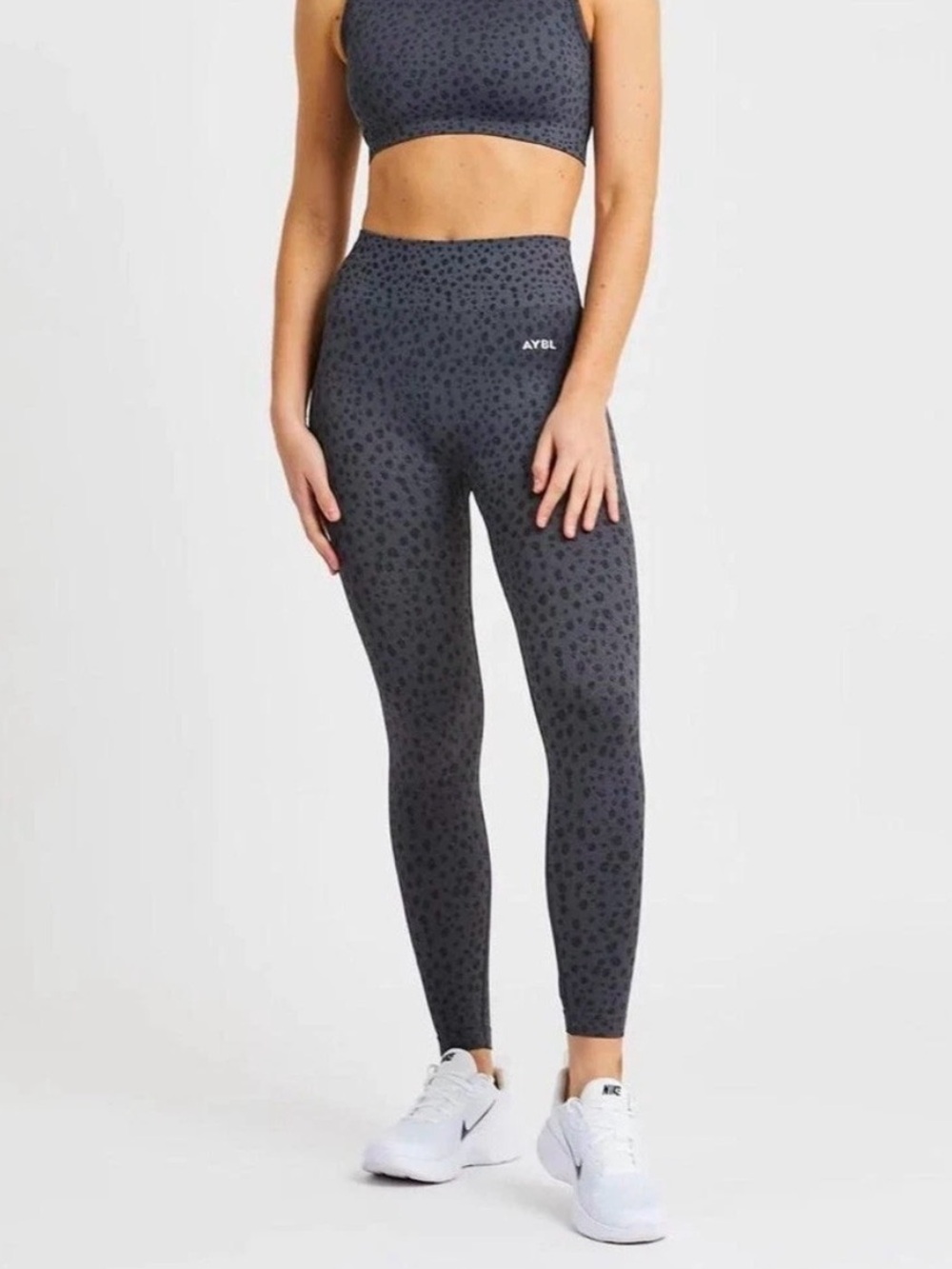 AYBL High-Waist Dark Gray Leopard Print Leggings (L)